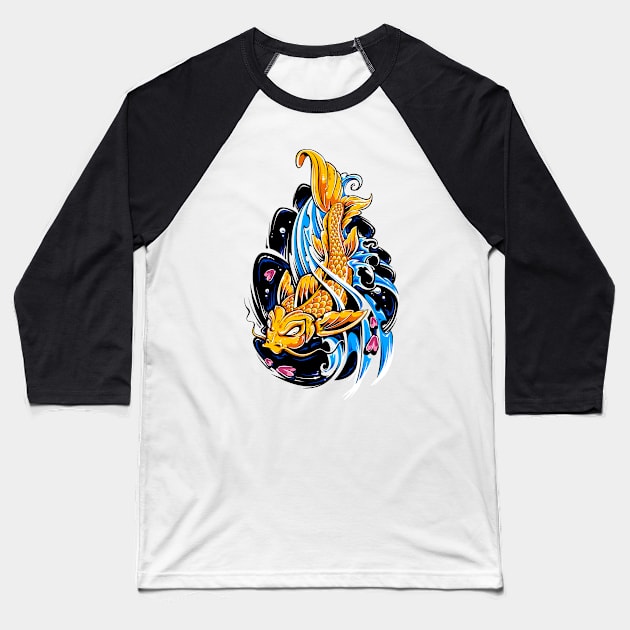 Fish Baseball T-Shirt by timegraf